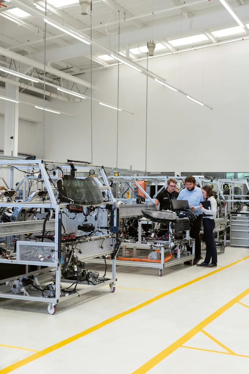 Engineers reviewing smart factory systems — Industry 4.0 & IoT